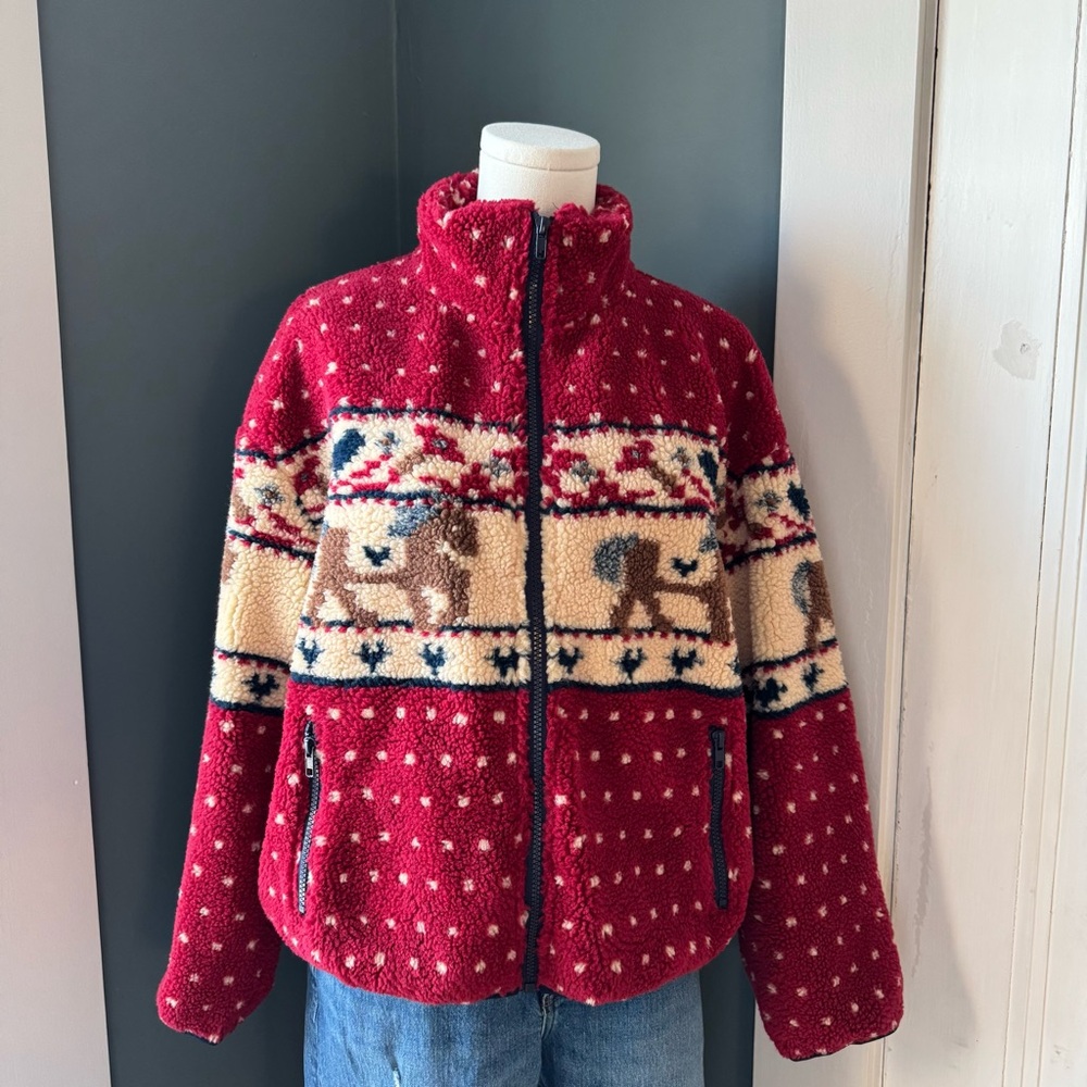 NWT Cider Sherpa Fleece Zip Up Nordic Print Jacket - Picture 2 of 16